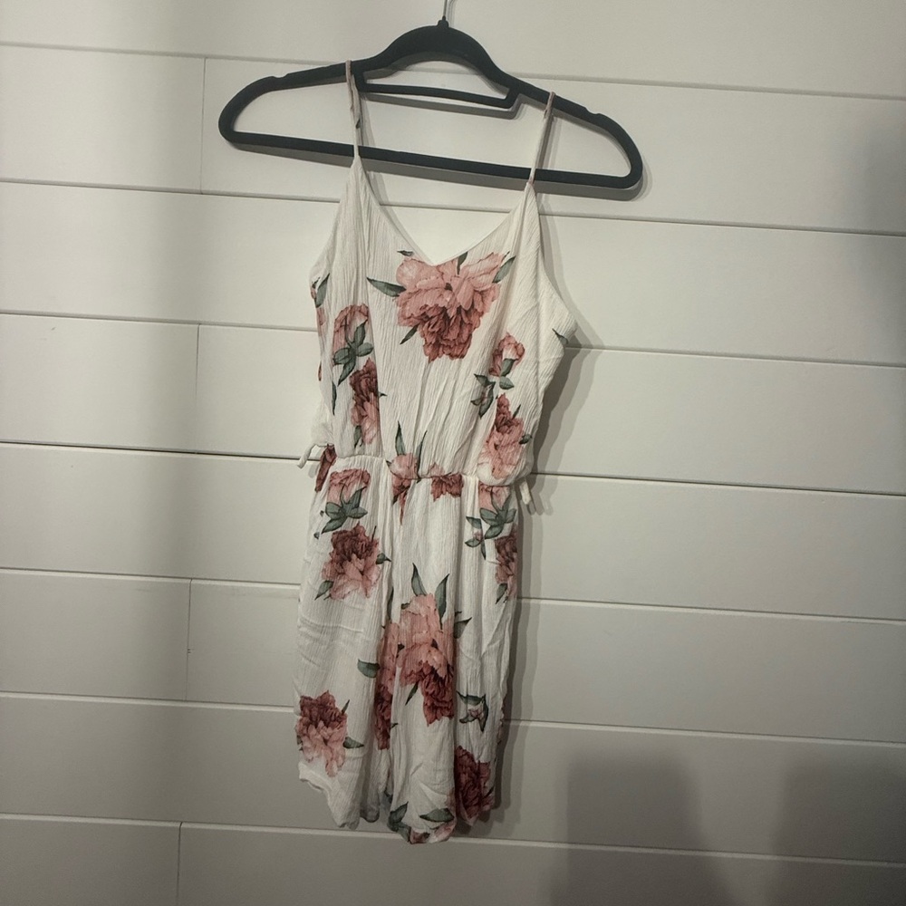 Floral Print Romper - White and Pink